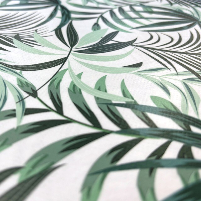 Wachstuch bedruckt blätter weiß