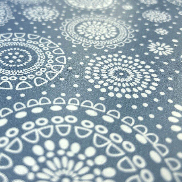 Wachstuch bedruckt mandalas stahlblau