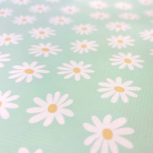 Wachstuch bedruckt Blumen mint