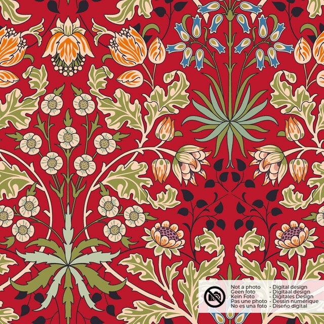 Dekostoff Panama Digitaldruck Blumen rot
