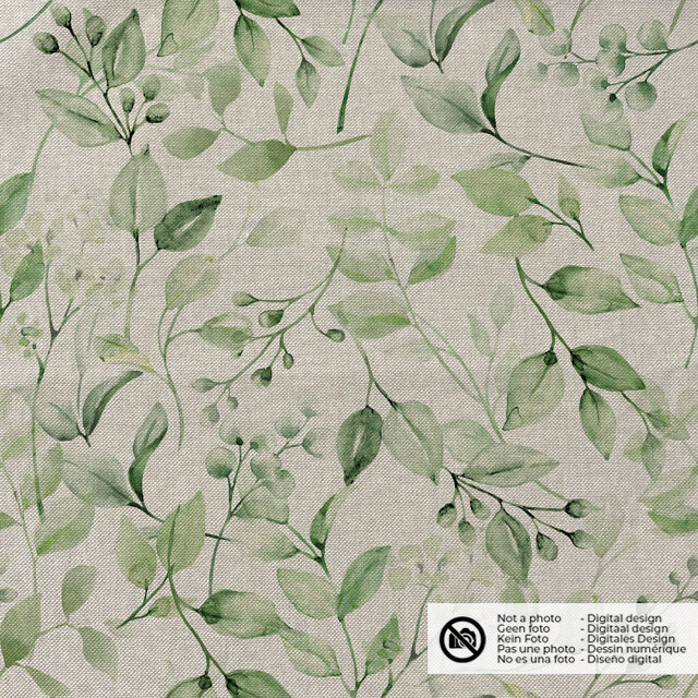 Dekostoff leinen-optik digitaldruck blätter beige