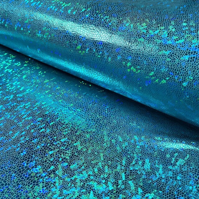 Lamé Stoff Foliendruck Schlangen aqua