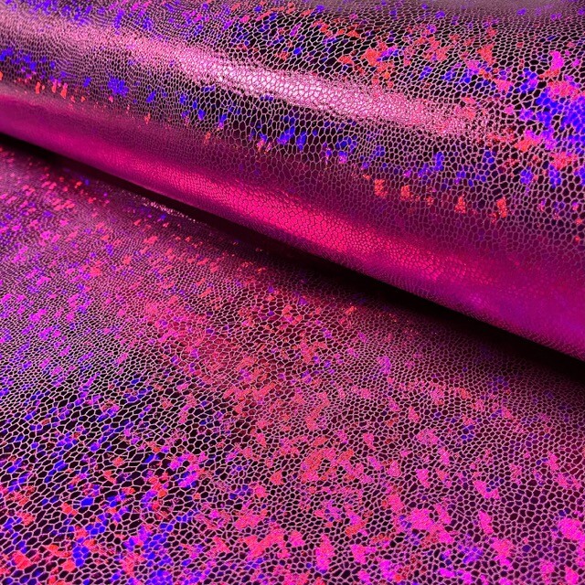 Lamé Stoff Foliendruck Schlangen fuchsia