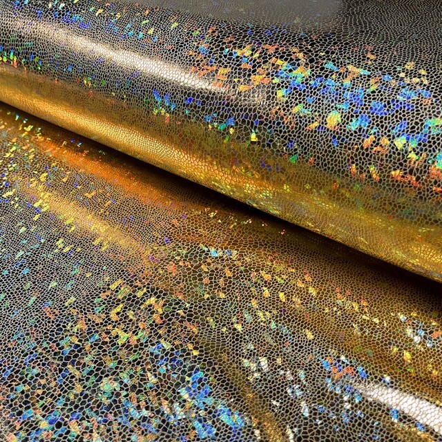 Lamé Stoff Foliendruck Schlangen gold