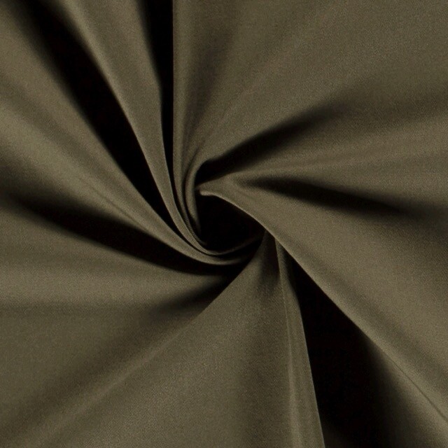 Baumwoll twill stretch uni khaki grün