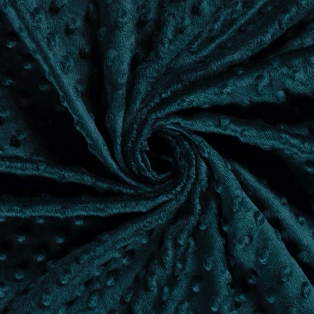 Minky fleece punkte petrol