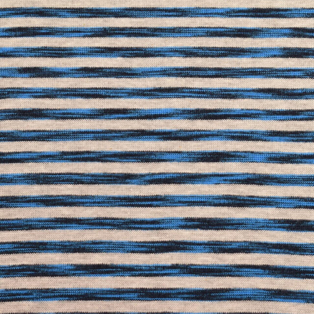 50x70 cm bündchenstoff gestreift 5mm hellgrau meliert/neon meliert blau