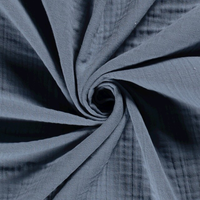 Baumwoll musselin dreilagig uni indigo