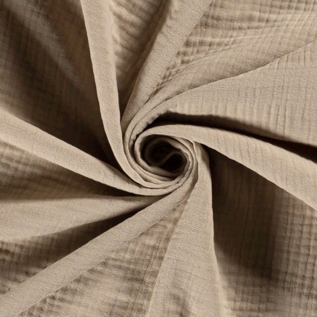 Baumwoll Musselin dreilagig Uni beige