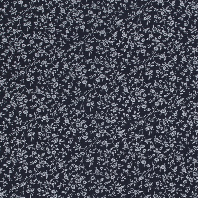 Baumwoll Musselin Blumen marine