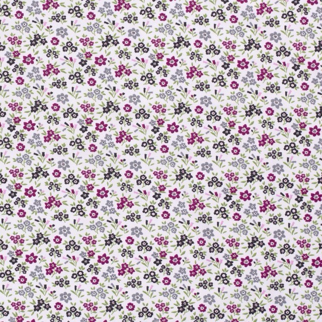 Baumwolle Popeline gemustert Blumen hellgrau