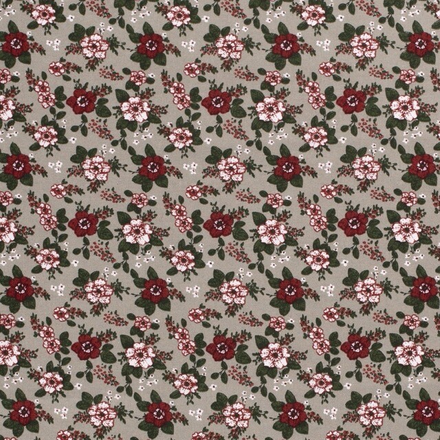 Baumwolle Popeline gemustert Blumen dunkelmint