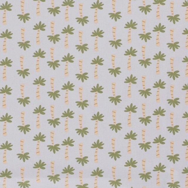 Baumwolle popeline palmen grau