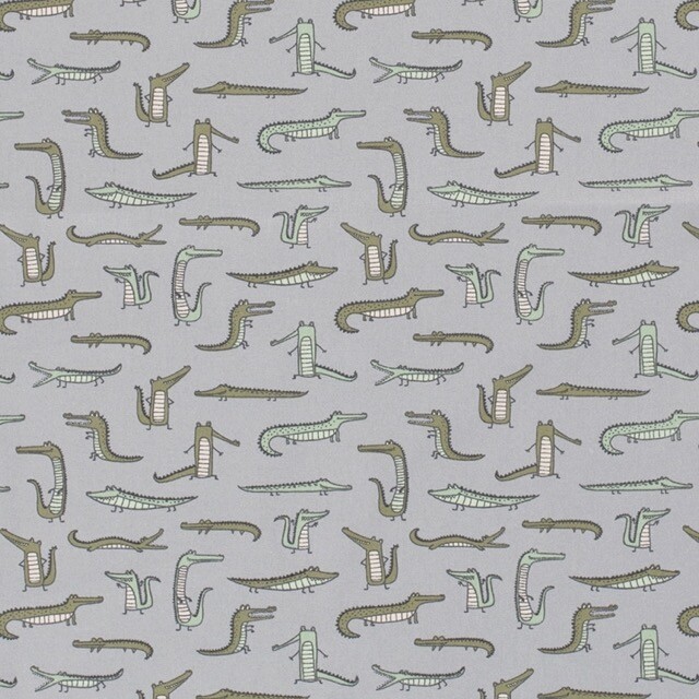 Baumwolle popeline krokodile grau