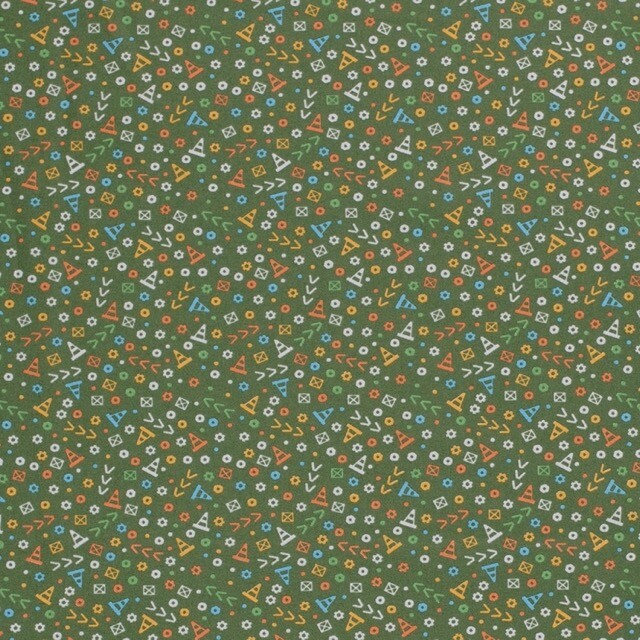 Baumwolle popeline ornament khaki grün