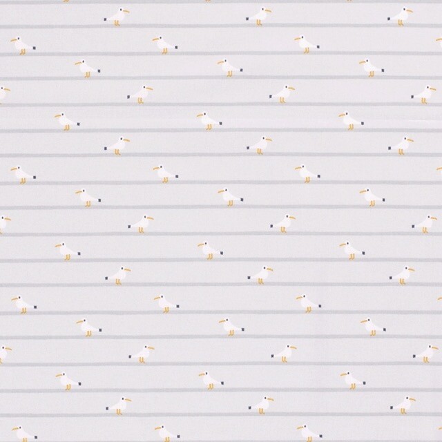 Baumwolle popeline möwen mit streifen hellgrau