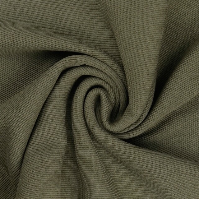 50x60cm Bündchenstoff gerippt 2x2 khaki grün