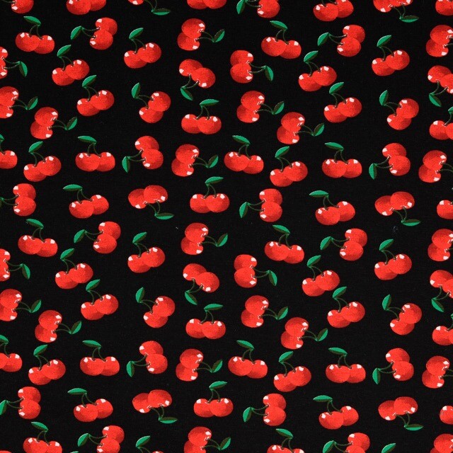 Baumwolljersey kirschen schwarz