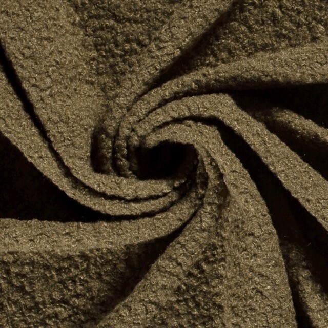Feinstrick Bouclé Uni khaki grün