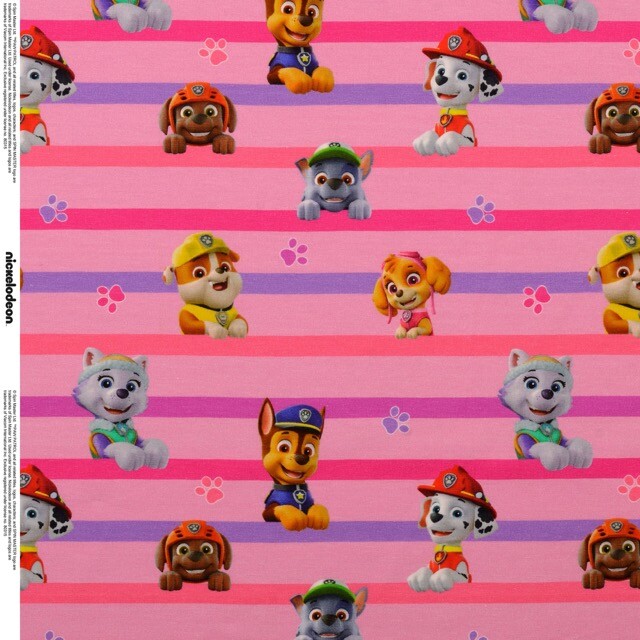 Baumwolljersey digitaldruck paw patrol rosa