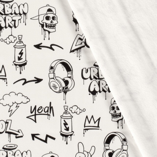 Alpenfleece Graffiti weiß