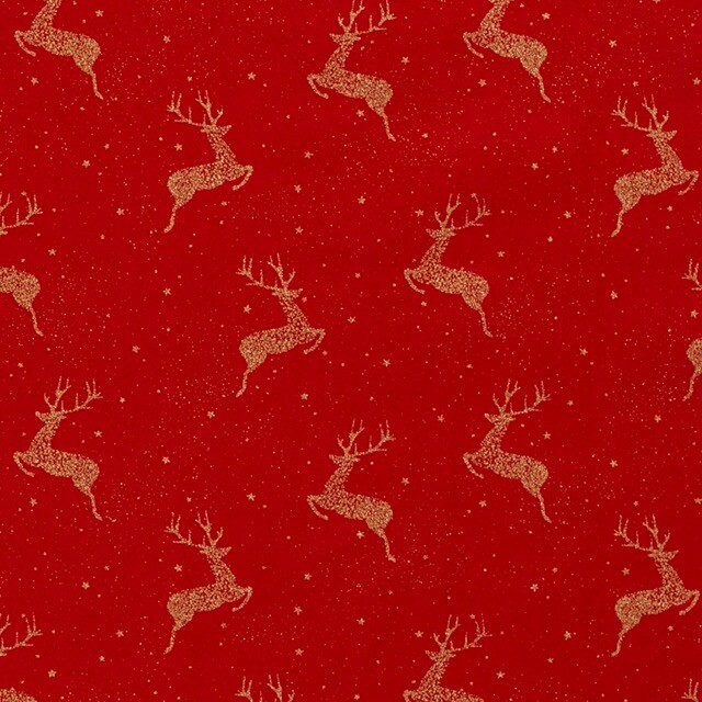 Baumwolle Christmas Hirsche rot/gold
