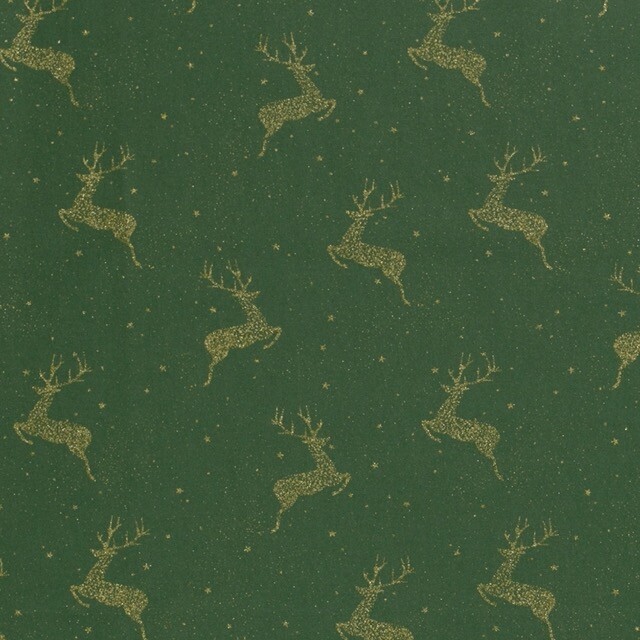 Baumwolle christmas hirsche grün/gold