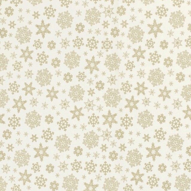 Baumwolle Christmas Schneeflocken creme/gold