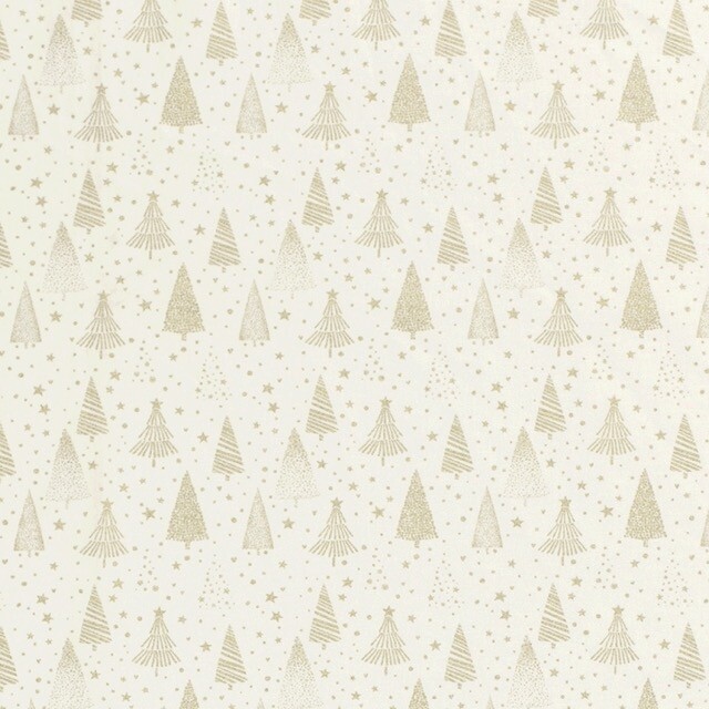 Baumwolle Christmas Bäume creme/gold