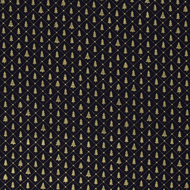 Baumwolle christmas bäume marine/gold