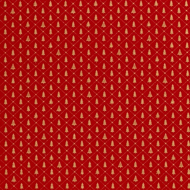 Baumwolle Christmas Bäume rot/gold