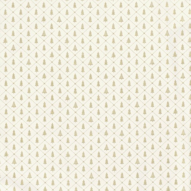 Baumwolle christmas bäume creme/gold