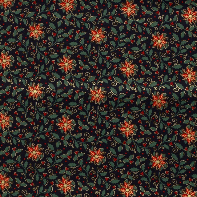 Baumwolle christmas kranz/blumen marine/gold