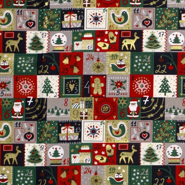 Baumwolle Christmas Advent marine/gold