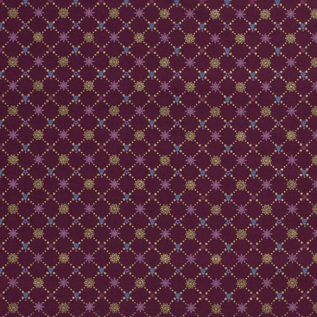 Baumwolle Christmas Sterne aubergine/gold