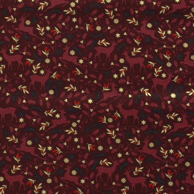 Baumwolle Christmas Rentiere rot/gold