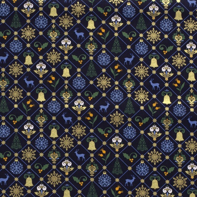 Baumwolle christmas schmuck marine/gold
