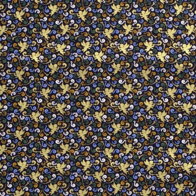 Baumwolle Christmas Engel marine/gold