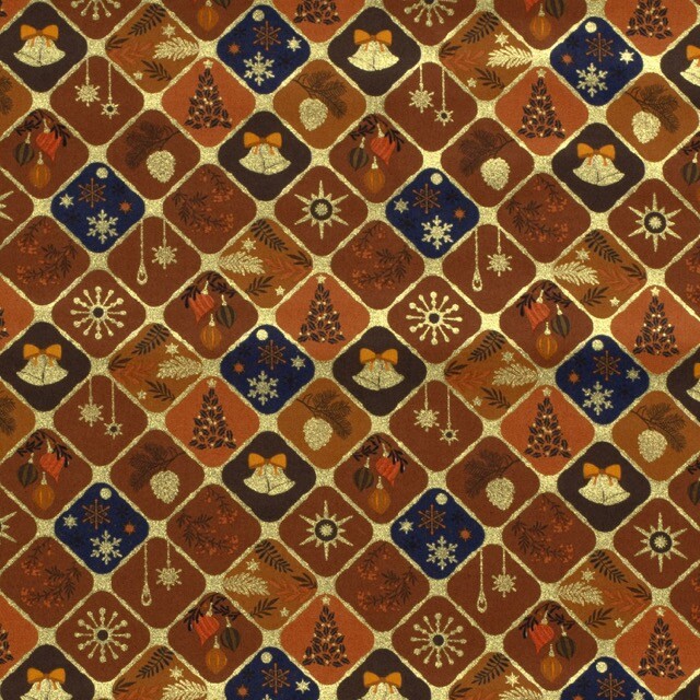 Baumwolle Christmas Schmuck brick/gold