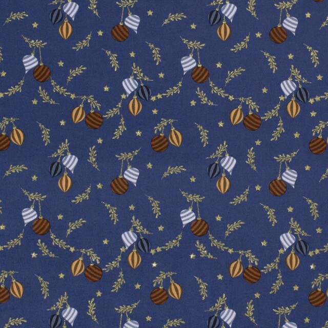 Baumwolle christmas kugeln stahlblau/gold