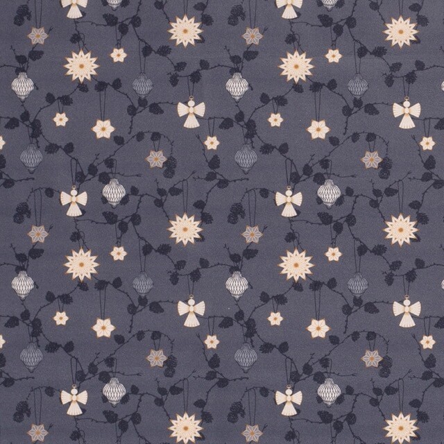 Baumwolle christmas ornamente graublau/bronze