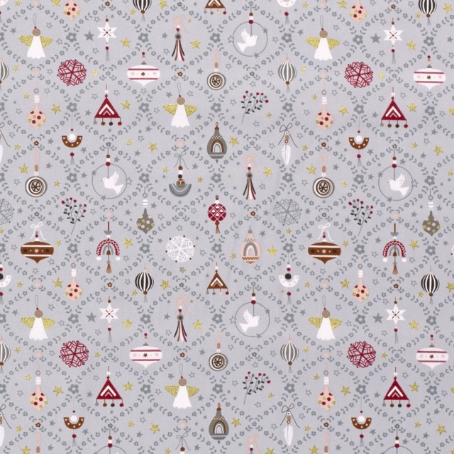 Baumwolle Christmas Ornamente grau/gold