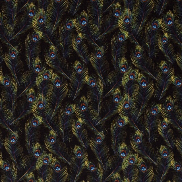 Weicher jersey-stoff digitaldruck federn schwarz