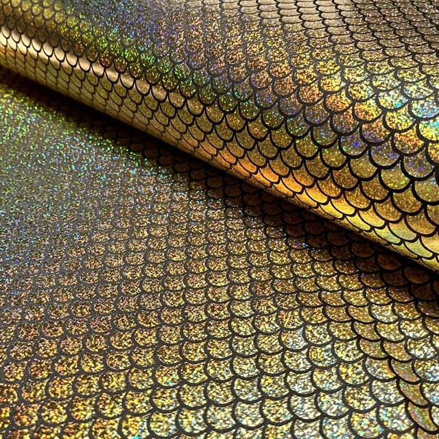 Lamé stretch Foliendruck Mermaid gold