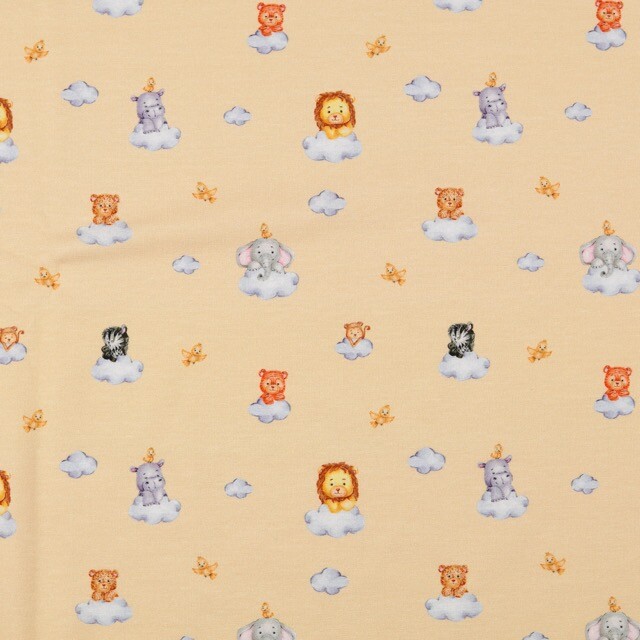 Baumwolljersey digitaldruck tiere gelb