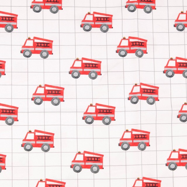 Baumwolljersey digitaldruck feuerwehr offwhite