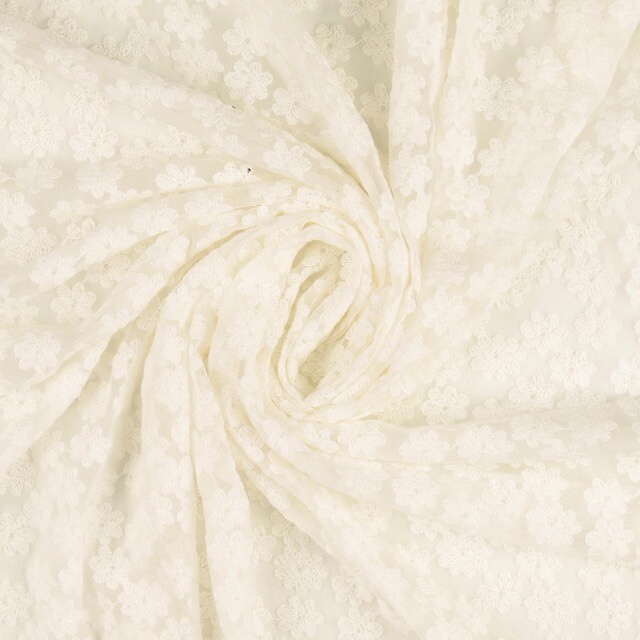 Mesh stoff stickerei blumen weiß