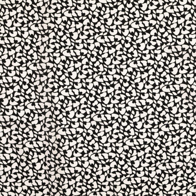 Viskose Popeline Blumen weiß/schwarz