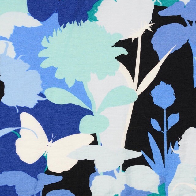 Viskose Nylon Blumen blau