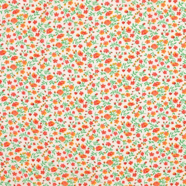 Viskose popeline blumen orange/rot